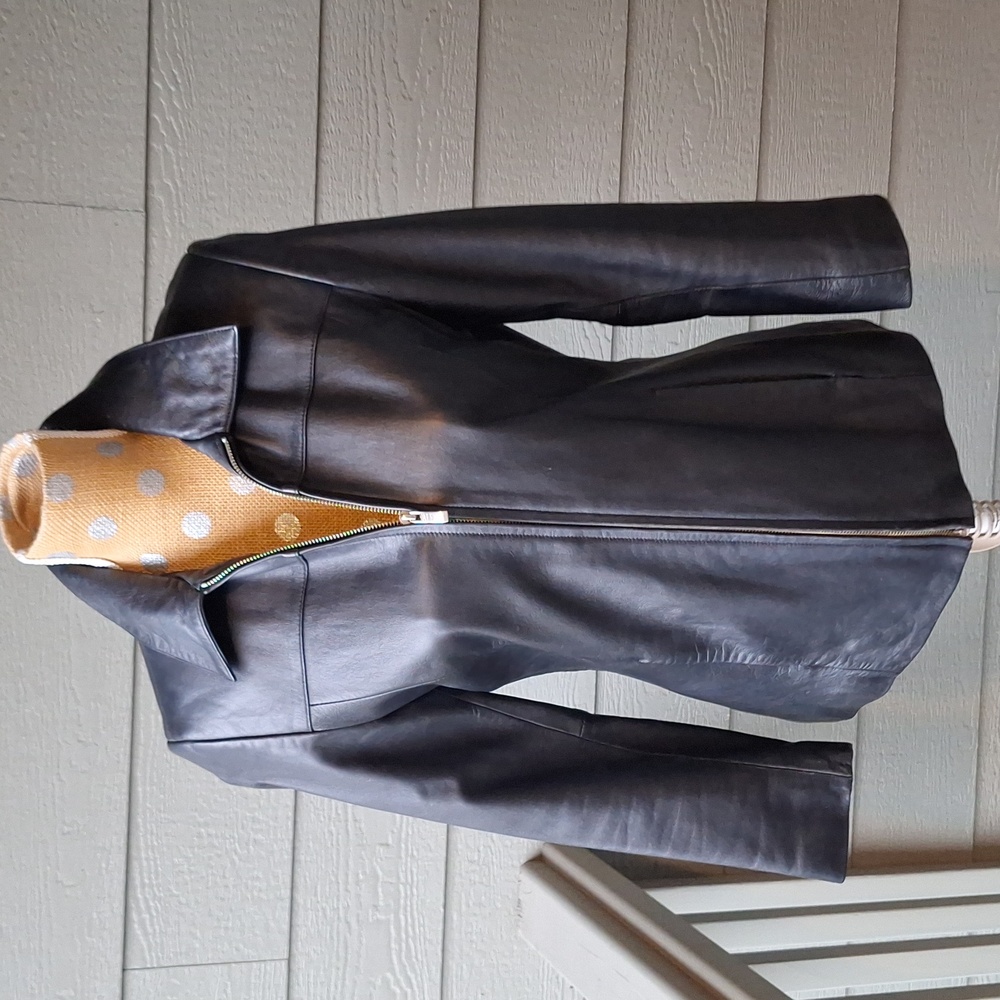 Vintage Alfani 90s Classic Leather Jacket Size SP Small Petite Black